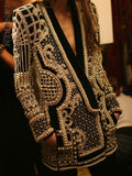 New Beaded Geometricr Long Sleeves V-Neck Vintage Ladies Outwear vintage fashion Overcoats