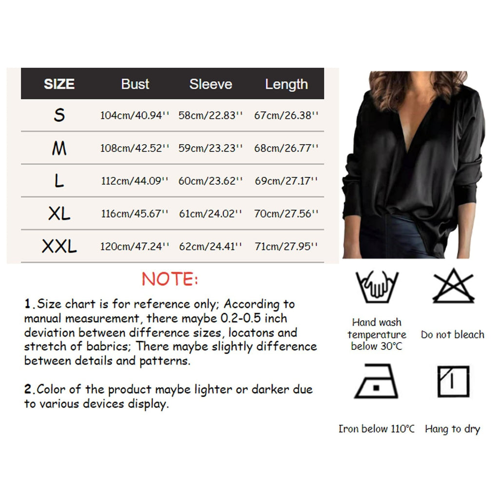 Soft Satin Womens Tops Solid Color Temperament Casual Silky V Neck Blouse Ladies Blouses