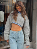 Designer Cropped Sweater Women Long Sleeve Oversized Sweater  Knitted  Crop Top Streetwear