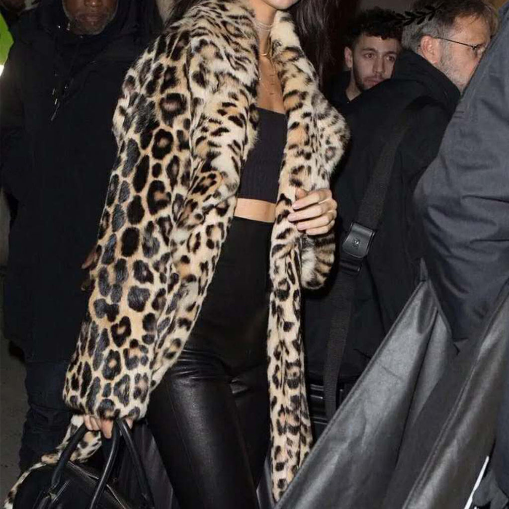 Leopard Print Coat Super Long Coats Women 2021 Winter Fashion Coat Warm Coral Velvet Jacket Temperament Thick Windproof Coat