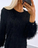 Fluffy Long Sleeve Casual Dress (up to XL)