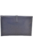 FAUX SNAKE PRINT METALLIC ENVELOPE CLUTCH BAG