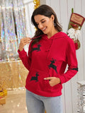 Christmas New Year Dear Print Kangaroo Pocket Hoodie