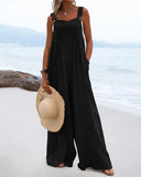 Adjustable Strap Pocket Design Wide Leg Suspender Jumpsuit