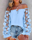 Floral Pattern Sheer Mesh Patch Frill Hem Top