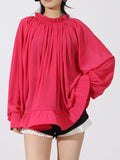 Ruffled Hem Long Sleeve Blouse