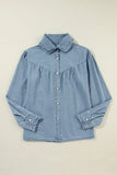 Button Up Long Sleeve Denim Top