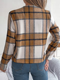 Plaid Open Front Long Sleeve Jacket