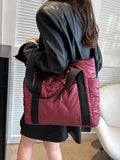 Solid Color Tote Bag with Side Pockets