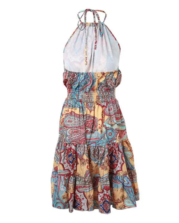 Tribal Print Halter Backless Vintage Dress Divahotcouture Tribal Print Halter Backless Vintage Dress Divahotcouture