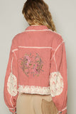 POL Crochet Patch Embroidered Button Up Jacket