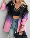 Ombre Lapel Neck Long Sleeve Oversized Blazer