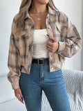 Plaid Button Up Long Sleeve Jacket