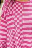 Checker & Stripes Round Neck Long Sleeve Blouse