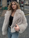 Women's Faux Fur Coat Fluffy Faux Fur Jacket Winter Furry Open Front Lapel Shaggy Parka Coats Outerwear