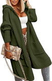 Womens Long Cardigans Cable Knitted Open Front Oversized Hooded Outerwear Sweater Coat