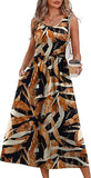 Summer Dresses for Women Flowy Casual Midi Dress Beach Vacation Sundresses with Pockets