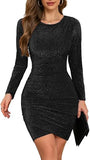 Long Sleeve Sequin Homecoming Dresses  Short Sparkly Prom Graduation Cocktail Dance Dress