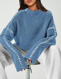 Women's Chunky Knit Sweaters  Fall Long Sleeve Mock Neck Oversized Pullover Tops Winter Fashion Clothes