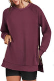 Women's Oversized Sweatshirts Crewneck Long Sleeve Tunic Pullover Shirts Side Zipper Hoodies 2025 Fall Clothes