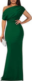 Women's Elegant Sleeveless Off Shoulder Bodycon Long Formal Party Evening Dress