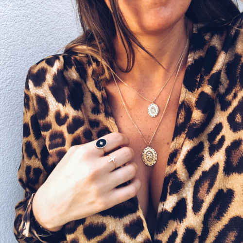 Vintage Women Ladies Leopard Print Loose Long Sleeve V-Neck Sexy Tops Blouses Fe