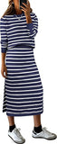 2 Piece Skirts Sets For Women Fall Fashion 2025 Striped Sweater Midi Dress Knit Lounge Travel Outfits Winter Clothes