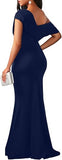 Women's Elegant Sleeveless Off Shoulder Bodycon Long Formal Party Evening Dress
