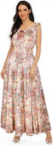 Women's 2026 Summer Boho Floral Print Tiered Casual Flowy Long Maxi Dress
