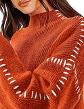 Women's Chunky Knit Sweaters  Fall Long Sleeve Mock Neck Oversized Pullover Tops Winter Fashion Clothes