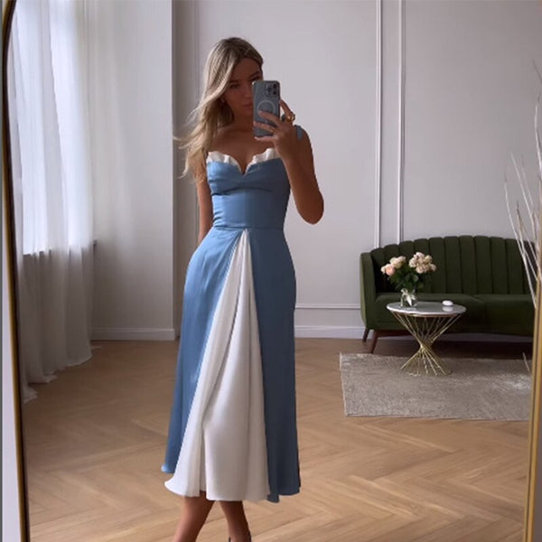 Bsckless Women Spaghetti Straps Prom Dress Sexy Side Split High Waisted Slim Eve
