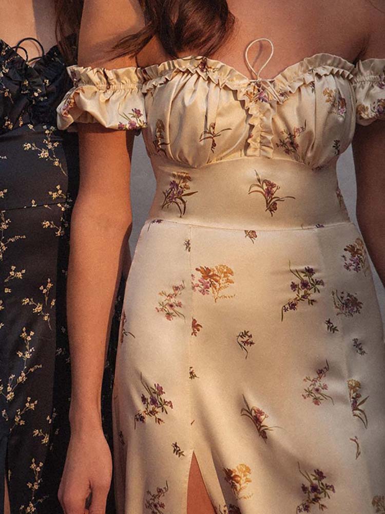 ruffles slash neck women dress summer off shoulder Slash neck Floral Print Split Beach Dress Women Summer Elegant Ruffles –  Divahotcouture
