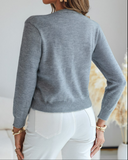 Floral Applique & Pearls Decor Round Neck Single Breasted Knit Cardigan Casual Sweater Coat