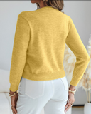 Floral Applique & Pearls Decor Round Neck Single Breasted Knit Cardigan Casual Sweater Coat