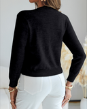 Floral Applique & Pearls Decor Round Neck Single Breasted Knit Cardigan Casual Sweater Coat