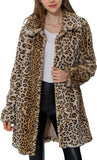 Womens Leopard Print Fleece Coat, Spring and Winter Fashion Fuzzy Jacket Faux Fur Fluffy Cardigan