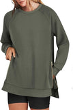 Women's Oversized Sweatshirts Crewneck Long Sleeve Tunic Pullover Shirts Side Zipper Hoodies 2025 Fall Clothes