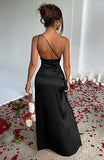 Women's Sexy One Shoulder High Split Cocktail Wedding Party Maxi Dress