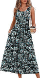 Summer Dresses for Women Flowy Casual Midi Dress Beach Vacation Sundresses with Pockets