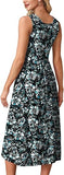 Summer Dresses for Women Flowy Casual Midi Dress Beach Vacation Sundresses with Pockets