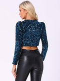 Women's Sequin Shrug Open Front Collarless Glitter Sparkly Crop Blazer Jacket(up to 3XL)