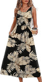 Summer Dresses for Women Flowy Casual Midi Dress Beach Vacation Sundresses with Pockets