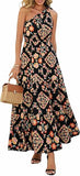 Women's Summer Floral One Shoulder Maxi Dress Knot Ruffle Boho Beach Vacation Wedding Guest Long Sun Dresses