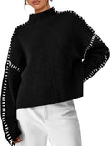 Women's Chunky Knit Sweaters  Fall Long Sleeve Mock Neck Oversized Pullover Tops Winter Fashion Clothes