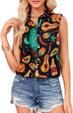 Shirt Women Mexican Fiesta Funny Button Down Short Sleeve Mexico Blouse Tops
