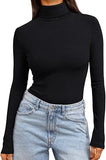 Women's Turtleneck Long Sleeve Shirts Fall Fashion Basic Thermal Underwear Tops Winter Clothes