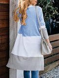 Womens Boho Open Front Cardigan Colorblock Long Sleeve Loose Knit Lightweight Sweaters