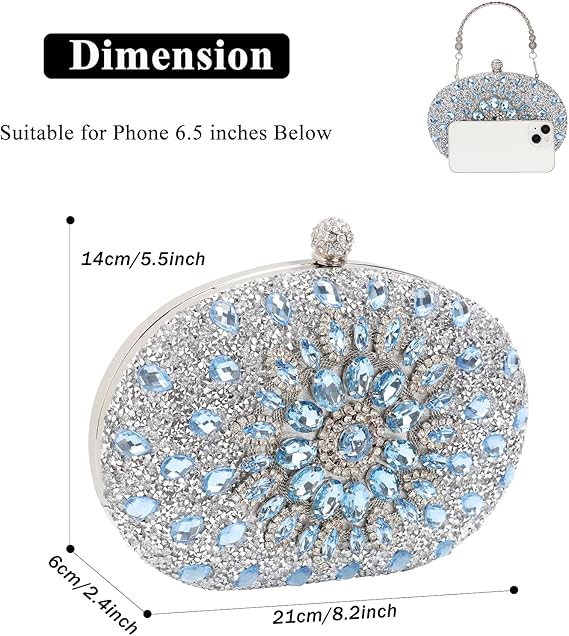 Womens Sparkly Rhinestone Glitter Clutch Purse Evening Handbag Shoulder Bag for Wedding Party Prom