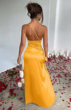 Women's Sexy One Shoulder High Split Cocktail Wedding Party Maxi Dress
