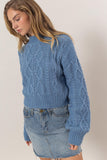 HYFVE Cable-Knit Mock Neck Dropped Shoulder Sweater